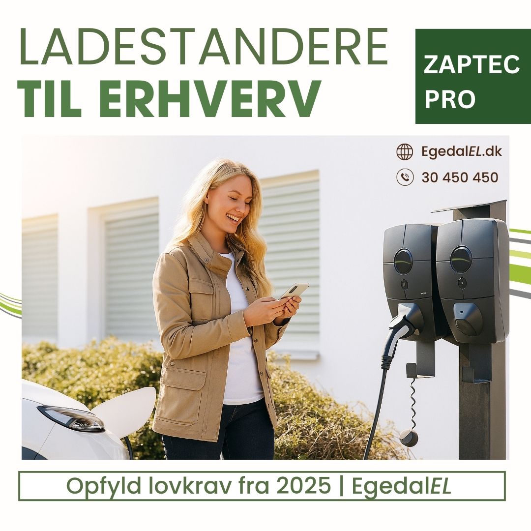 Ladestandere til erhverv og offentlige parkeringspladser – Opfyld lovkrav fra 2025 | EgedalEL