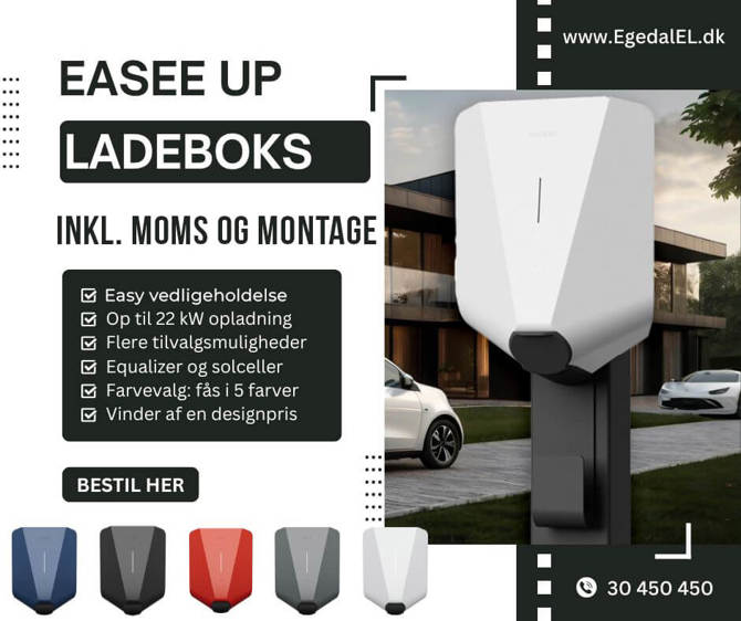 Easee UP 22kW ladeboks pris tilbud installation Sjælland
